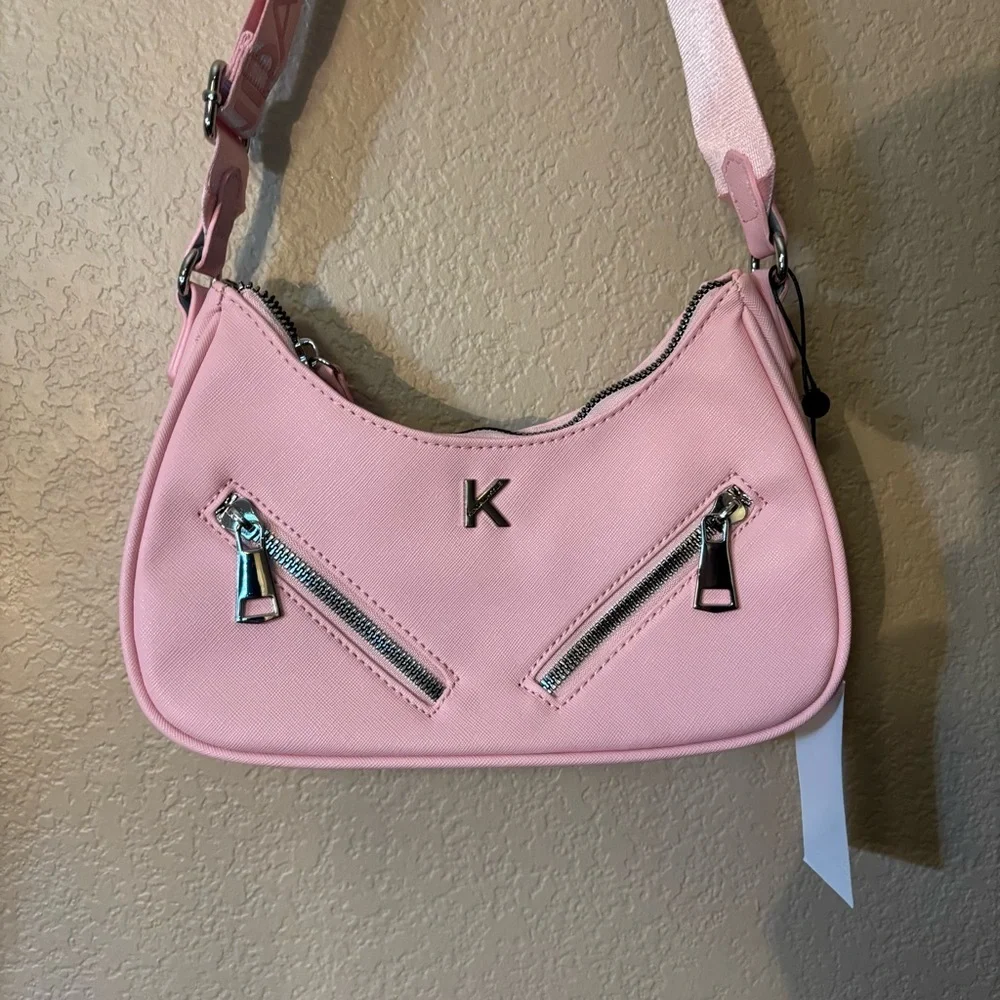 NWT Kendall & Kylie Bag Pale Pink Shoulder or Crossbody Zipper Accents New